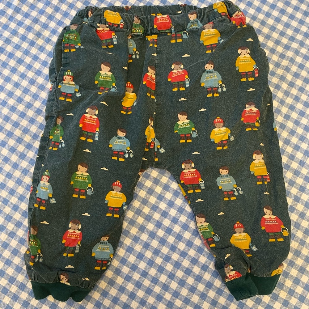 Little green radicals ski friends puffy pants 12-18 months